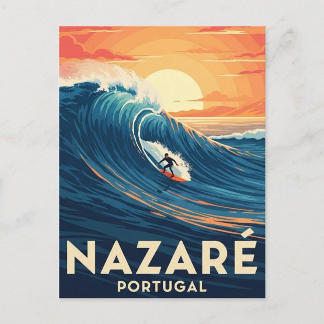 Cartão Postal Nazare Portugal Surfing (Frente)