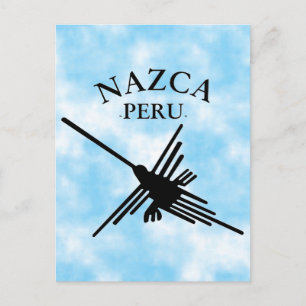 Cartão Postal Nazca Peru Hummingbird com texto curvo