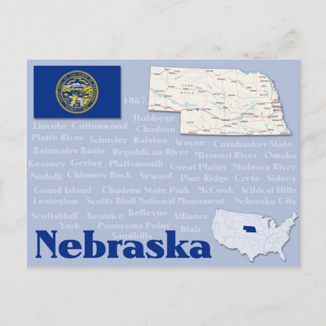 Cartão postal "Nebraska" (Frente)