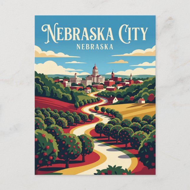 Cartão Postal Nebraska City EUA (Frente)