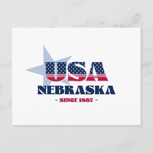Cartão Postal Nebraska em Vermelho, Branco e Blue Postcard (Frente)