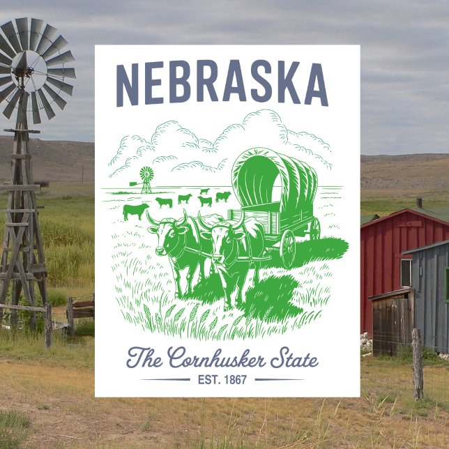 Cartão Postal Nebraska The Cornhusker State Est. 1867 Oxen  (Nebraska The Cornhusker State Est. 1867 Oxen Postcard
)