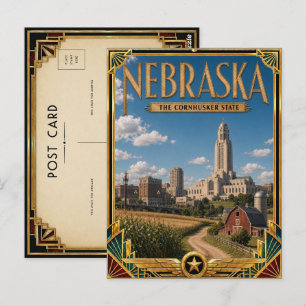 Cartão Postal Nebraska Vintage Art Deco Era de Ouro