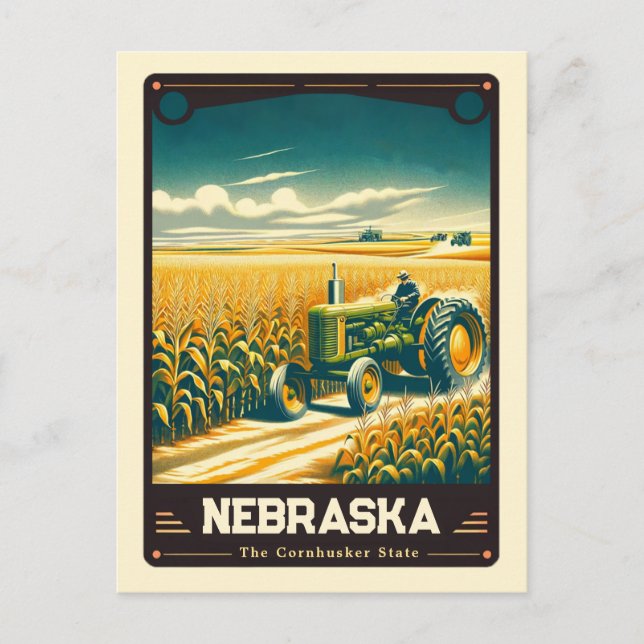 Cartão Postal Nebraska | Vintage espirituosa patriótica (Frente)