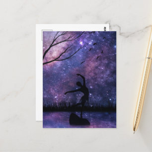 Cartão Postal Nebula Sky Dancer Silhouette - Roxo e Rosa