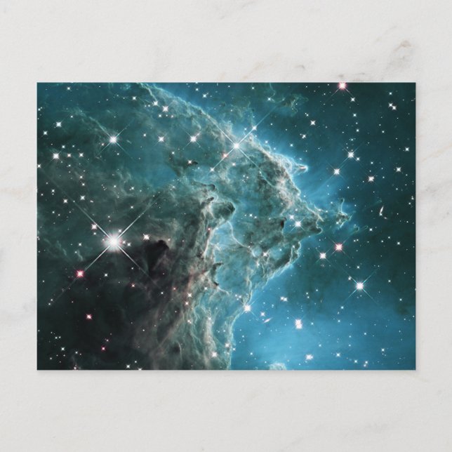 Cartão Postal Nebulosa da Cabeça de Macaco Azul Teal (Frente)