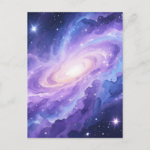 Cartão Postal Nebulosa de Galáxia Espiral Roxa Redemoinho Cósmic
