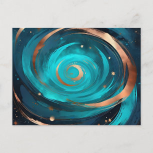 Cartão Postal Nebulosa Do Céu Noturno Turquesa E Metálico De Cob