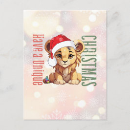 Cartão Postal Necessidades especiais | Natal único | Leão fofo
