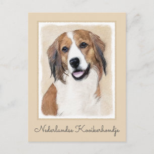 Cartão Postal Nederlandse Kooikerhondje - Pintura de Cachorro