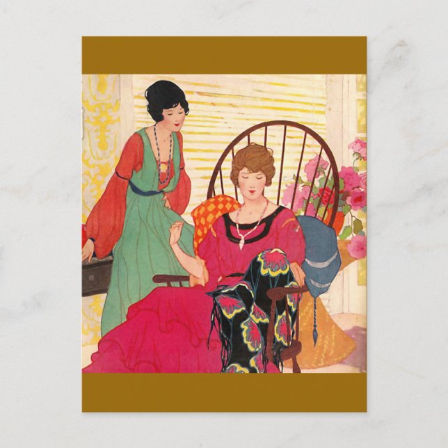 Cartão Postal Needlework Vintage 1923 (Frente)