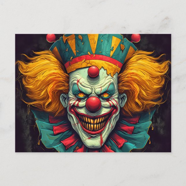 Cartão Postal Nefarious Funhouse Clown Illustration Art (Frente)