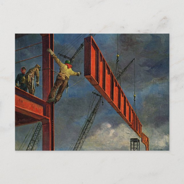 Cartão Postal Negócios Antigos, Trabalhadores na Construção de A (Frente)