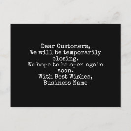 Cartão Postal Negócios, fechando temporariamente Aviso