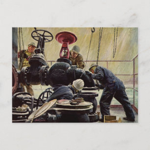 Cartão Postal Negócios Vintage, Plataforma de Petróleo no Oceano