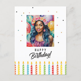 Cartão Postal Negra Feliz Aniversário Multicola