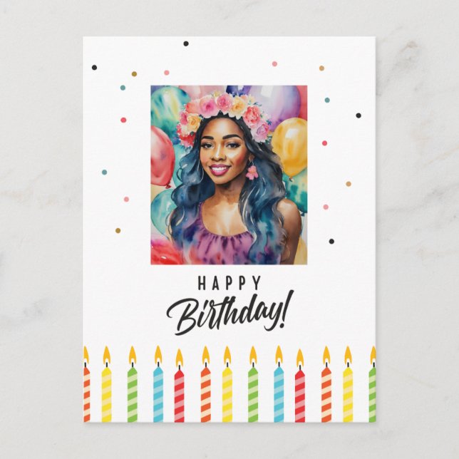 Cartão Postal Negra Feliz Aniversário Multicola (Frente)