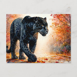 Cartão Postal Negra - Jaguar Autumn Watercolor