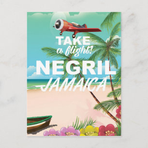 Cartão Postal Negril Beach viagens vintage de poster na Jamaica