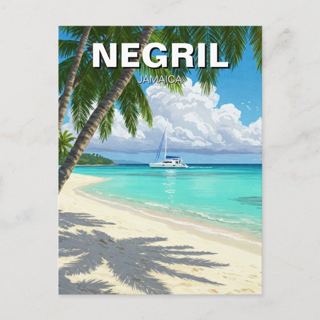 Cartão Postal Negril Jamaica Beach Viagem (Frente)