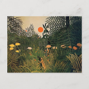 Cartão Postal Negro de Henri Rousseau- atacado por Jaguar