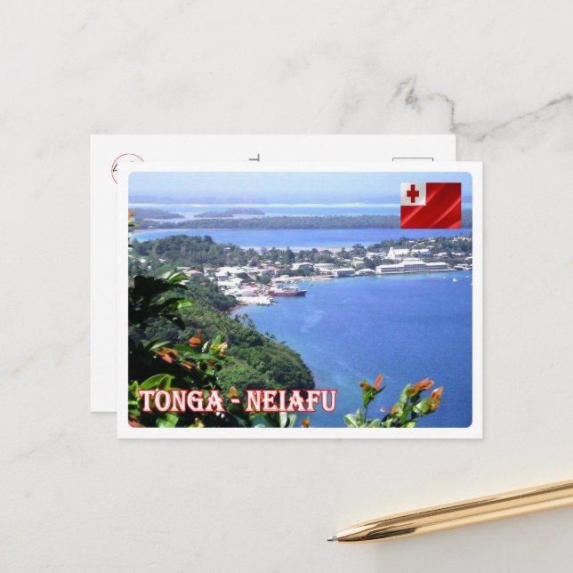 Cartão Postal Neiafu - Tonga - Vista aérea - (Frente/Verso In Situ)
