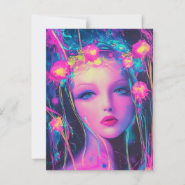 Cartão Postal Neon Alienígena Goddese