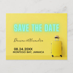Cartão Postal Neon Amarelo Moderno Minimalista Salve a Data