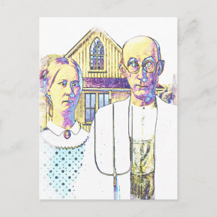 Cartão Postal Neon American Gothic Com um Toque