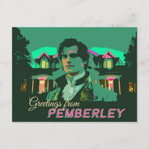 Cartão Postal Neon Cyberpunk Darcy Saudações de Pemberley