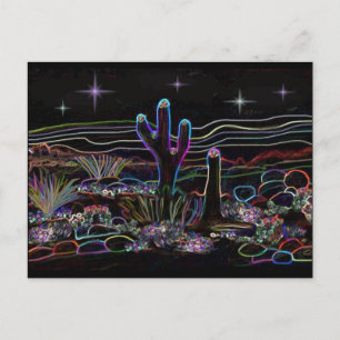 Cartão Postal Neon Desert Stary Night