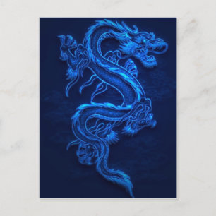 CARTÃO POSTAL NEON DRAGON BLUE JAPONÊS