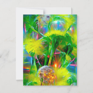 Cartão Postal Neon Glow Dandelions no Dream Garden