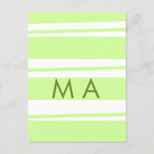 Cartão Postal Neon green stripes monograma com letra grega