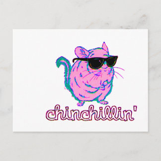 Cartão Postal Neon Pink Chinchillin Chinchilla
