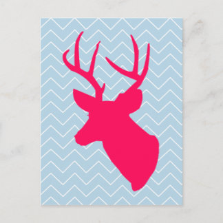 Cartão Postal Neon Pink Deer Silhouette
