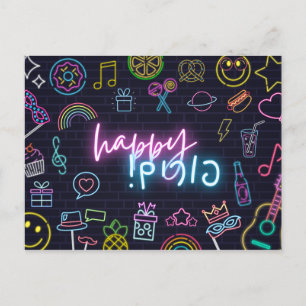 Cartão Postal Neon Purim Card