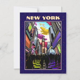 Cartão Postal Neon Times Square com Texto Personalizado - Nova I