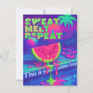 Cartão Postal Neon Vaporwave 80s Summer Heat