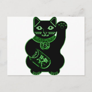 Cartão Postal neon verde maneki neko