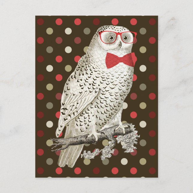 Cartão Postal Nerdy Vintage Snowy Owl (Frente)