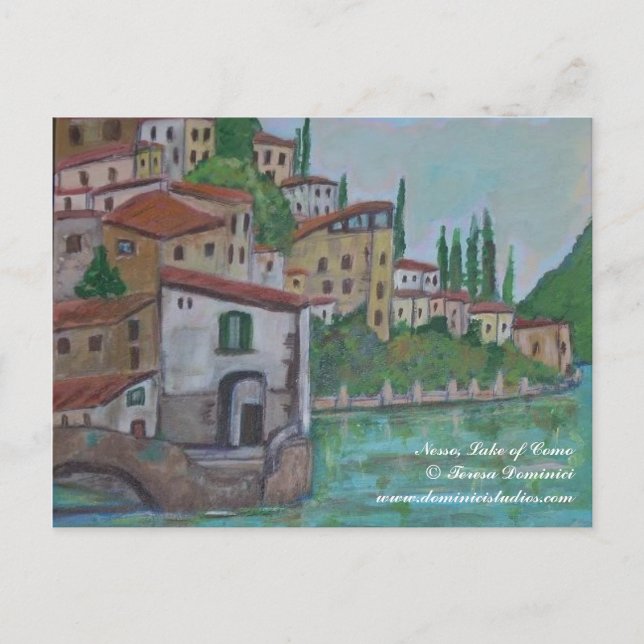 Cartão Postal Nesso, lago de Como na Itália (Frente)