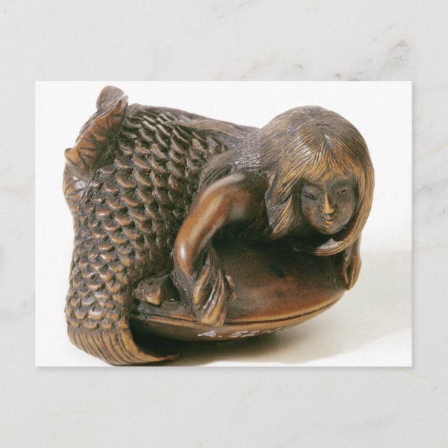 Cartão Postal Netsuke esculpida em forma de sereia (Frente)