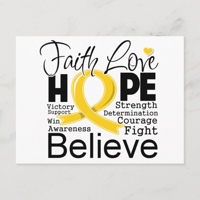 Cartão Postal Neuroblastoma Typografia Faith Love Esperança (Frente)
