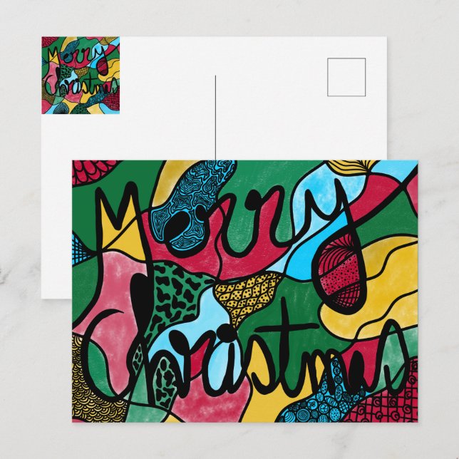 CARTÃO POSTAL NEUROGRÁFICO E LINHA PRETA DO NATAL DE MERRÍCULA (Frente/Verso)