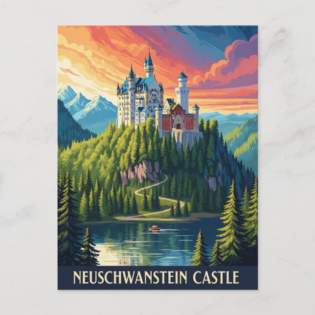 Cartão Postal Neuschwanstein Castle Alemanha Viagem (Frente)