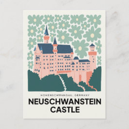 Cartão Postal Neuschwanstein Castle Alemanha viagem arte floral