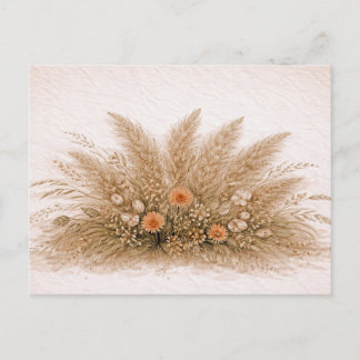 Cartão Postal Neutral Boho Pampas Grass Wildflower Arrangement 