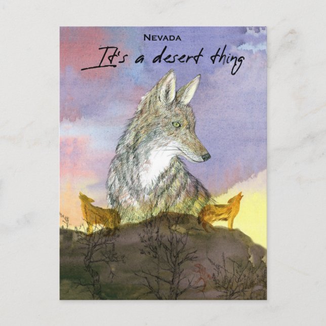 Cartão Postal Nevada Coyote É Uma Coisa Do Deserto (Frente)