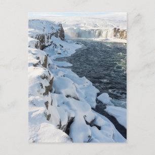 Cartão Postal Neve Coberta por Godafoss Waterfall